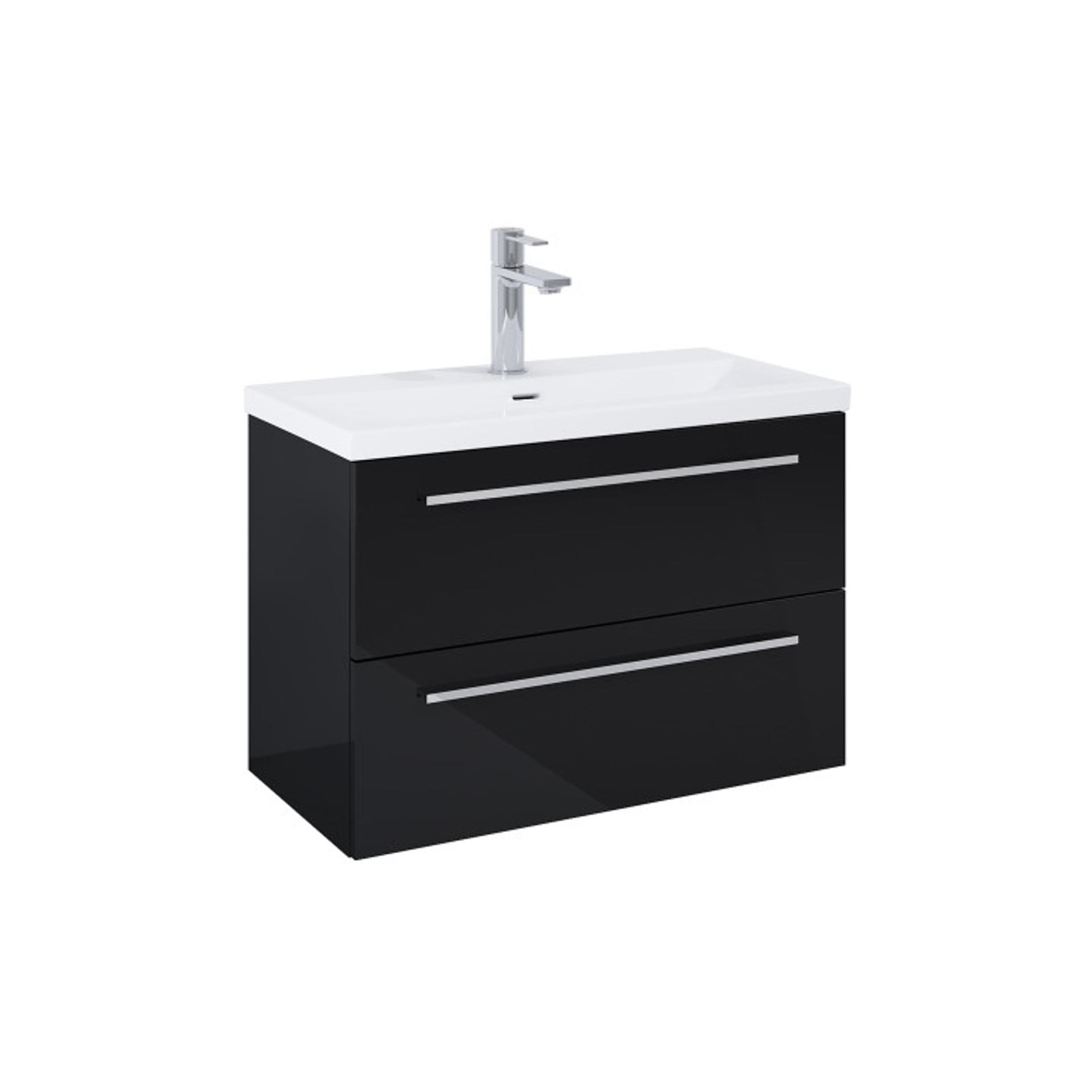 ROCA Шкаф Kwadro Glossy black, 815 х 395 mm, база с две чекмеджета и умивалник