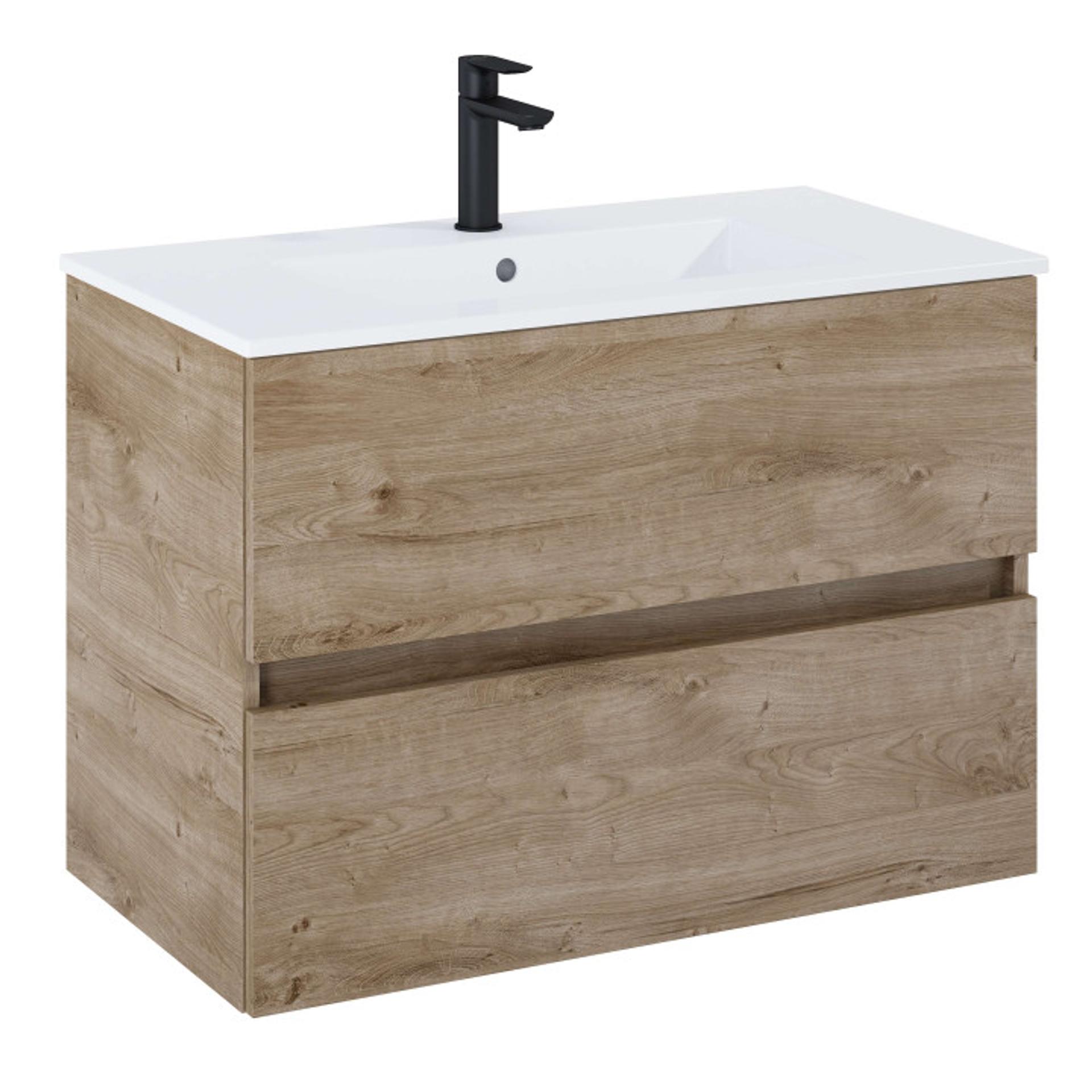 ROCA Шкаф Unik N-Cube, 800 x 430 x 565 mm, базов модул с 2 чекмеджета и умивалник, rural oak
