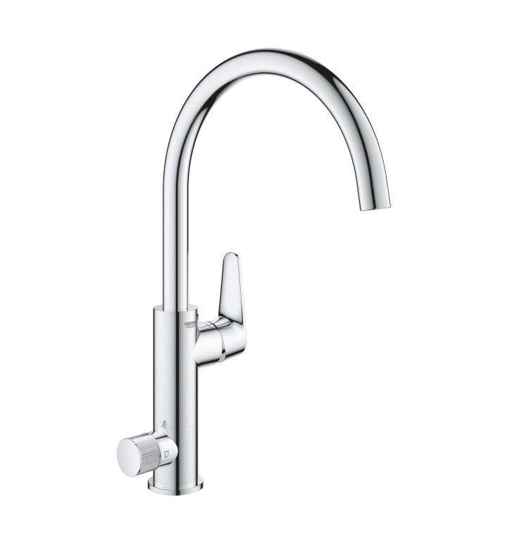 GROHE Смесител едноръкохватков за кухненски умивалник, стоящ, хром Blue Pure BauCurve