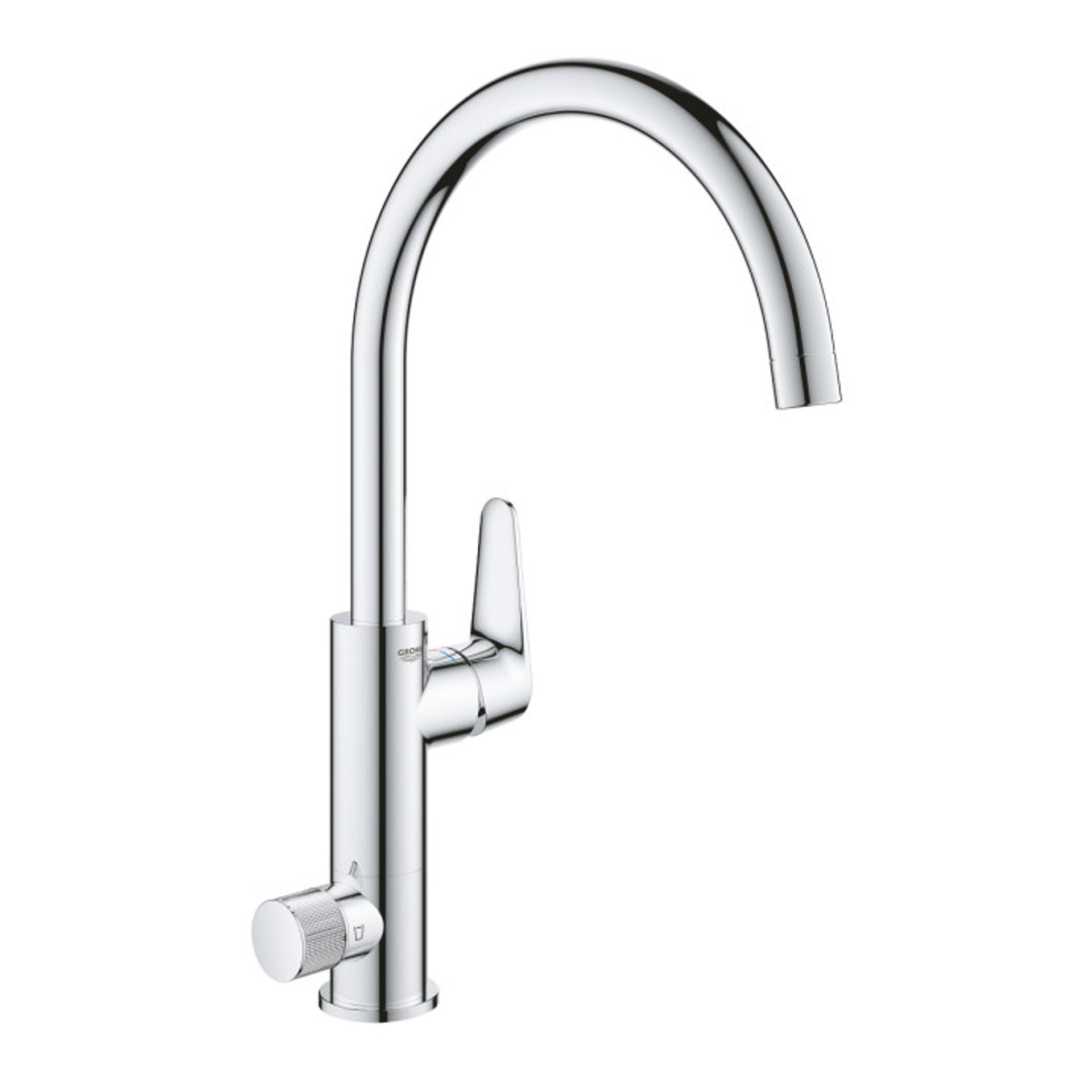 GROHE Смесител едноръкохватков за кухненски умивалник, стоящ, хром Blue Pure BauCurve