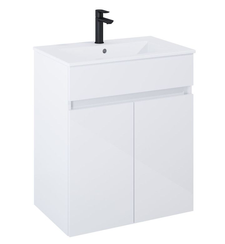 ROCA Шкаф Unik N-Cube, 650 x 430 x 755 mm, базов модул с 2 чекмеджета и умивалник, бял гланц, A858009806 + A325003000
