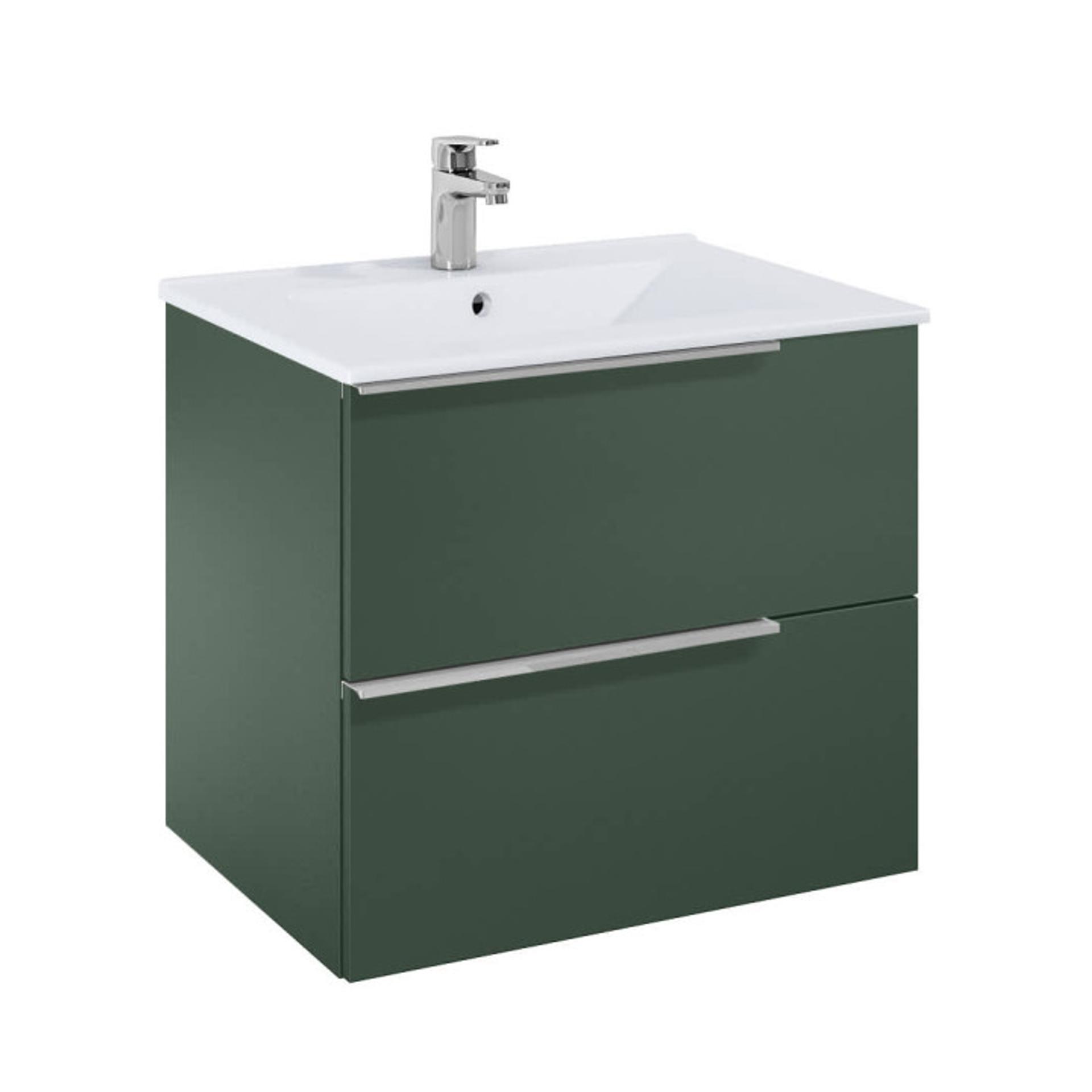 ROCA Долен шкаф Elegant plus с 2 чекмеджета и умивалник 600 mm, горско зелено