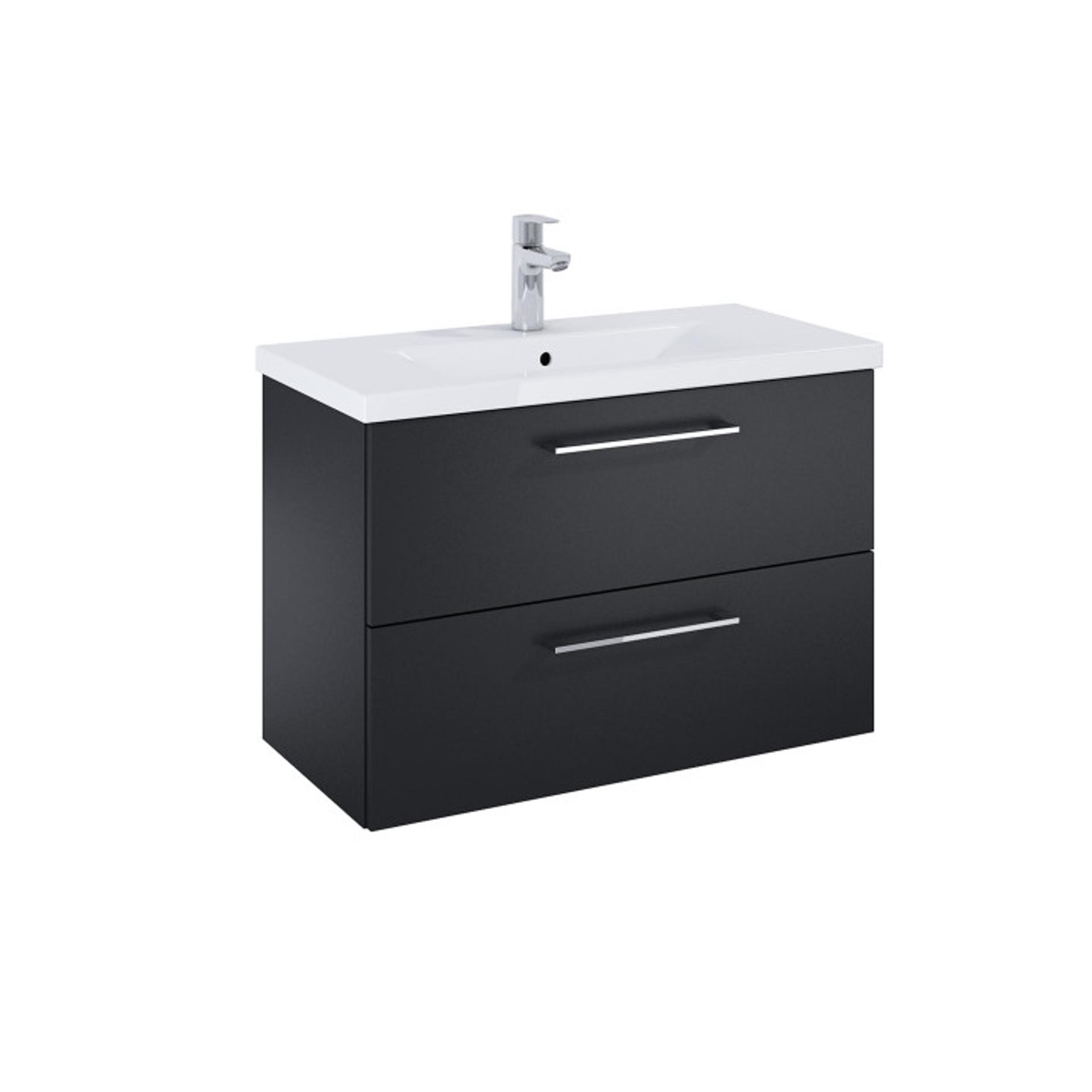 ROCA Шкаф Unik Roma Plus Compact, 815 x 395 с 2 чекмеджета и умивалник, черен мат