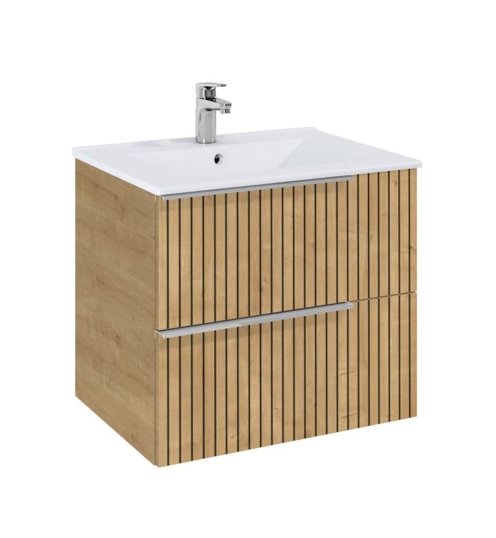 ROCA Шкаф 600 mm, Elegant plus light oak structure с 2 чекмеджета и умивалник