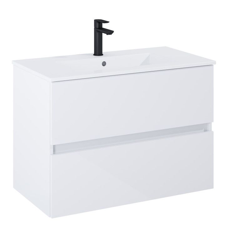 ROCA Шкаф Unik N-Cube, 800 x 430 x 565 mm, базов модул с 2 чекмеджета и умивалник, бял гланц