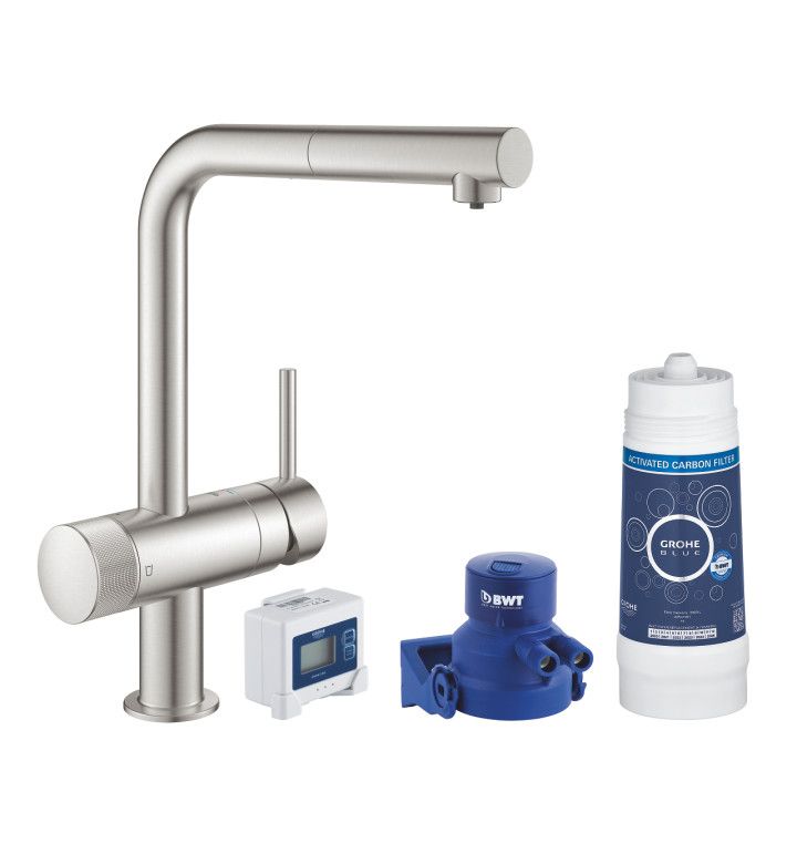 GROHE Смесител Blue Pure Minta с L - чучур и изтеглящ се душ