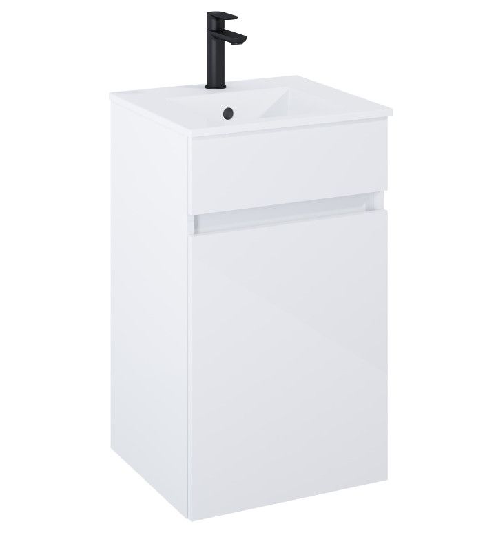 ROCA Шкаф Unik N-Cube, 450 x 430 x 755 mm, базов модул с 1 врата и умивалник, бял гланц