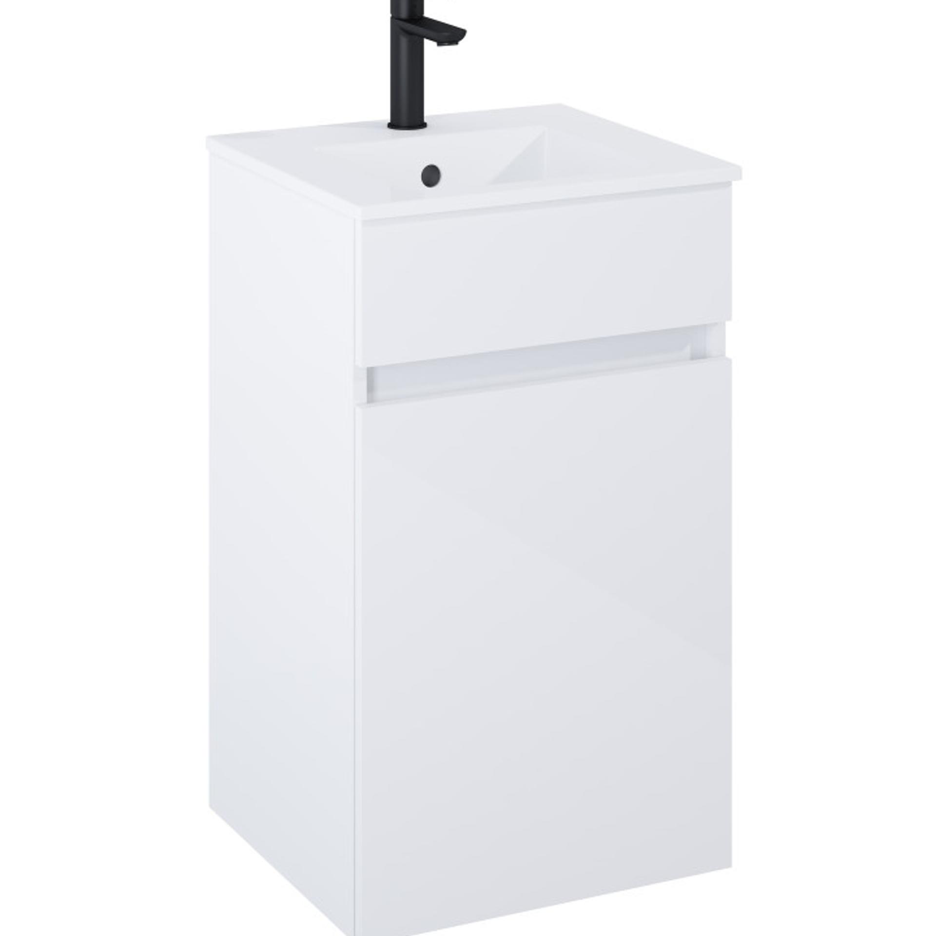 ROCA Шкаф Unik N-Cube, 450 x 430 x 755 mm, базов модул с 1 врата и умивалник, бял гланц