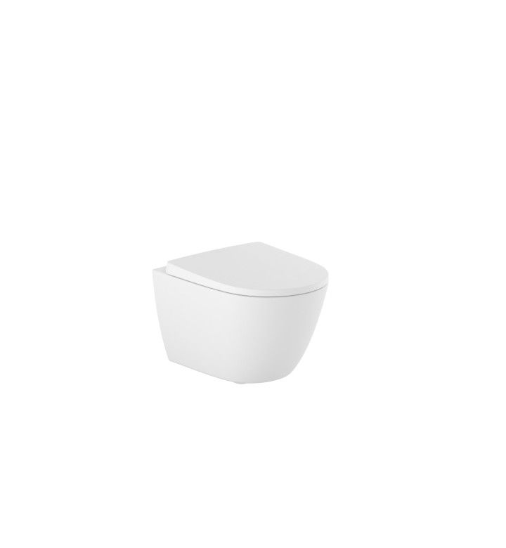 ROCA Тоалетна чиния за стенен монтаж, Ona Compact Rimless, matt white 480 mm