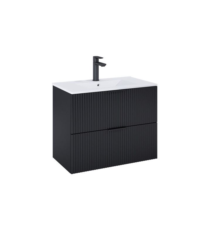 ROCA Шкаф Unik Reef с 2 чекмеджета и умивалник, 815 x 465 x 635 mm, черен мат / A857955532 + A3272A4000 /