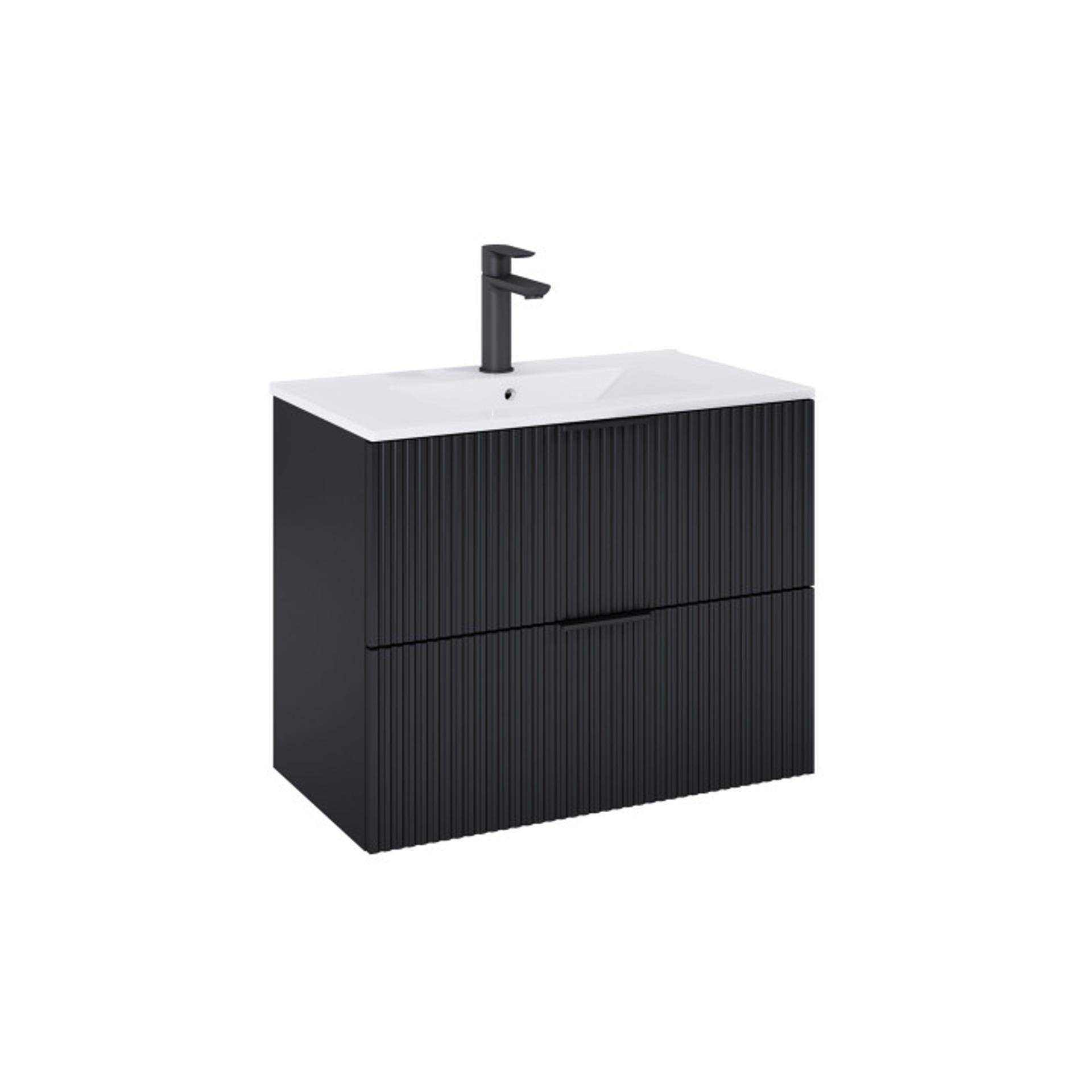 ROCA Шкаф Unik Reef с 2 чекмеджета и умивалник, 815 x 465 x 635 mm, черен мат / A857955532 + A3272A4000 /