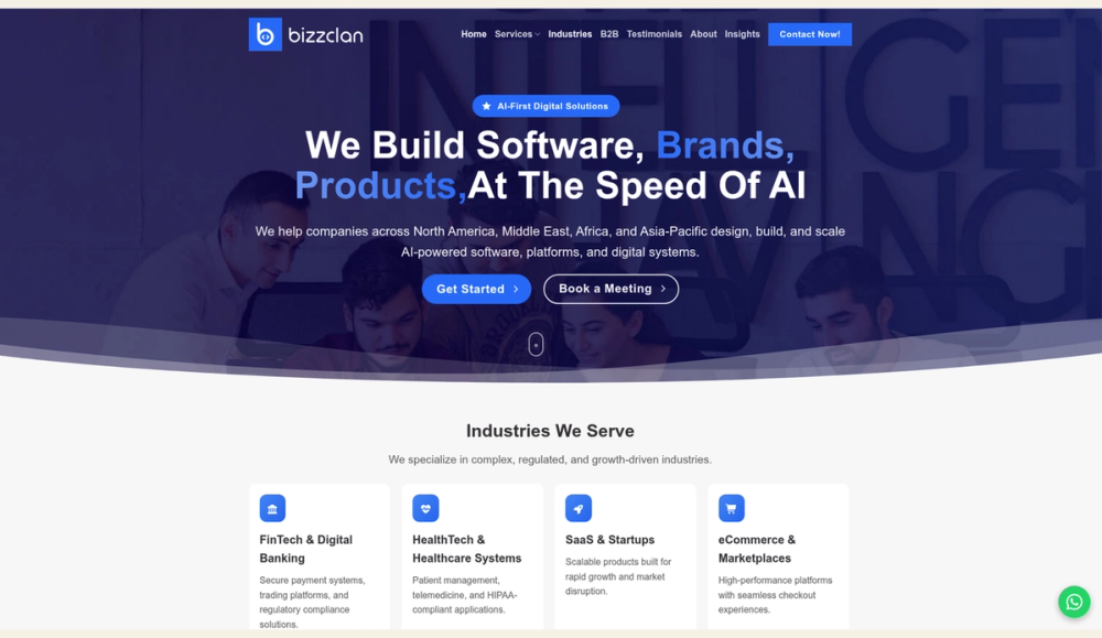 BizzClan homepage, August 2026