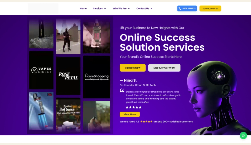 Digital Minds Pakistan homepage, August 2026