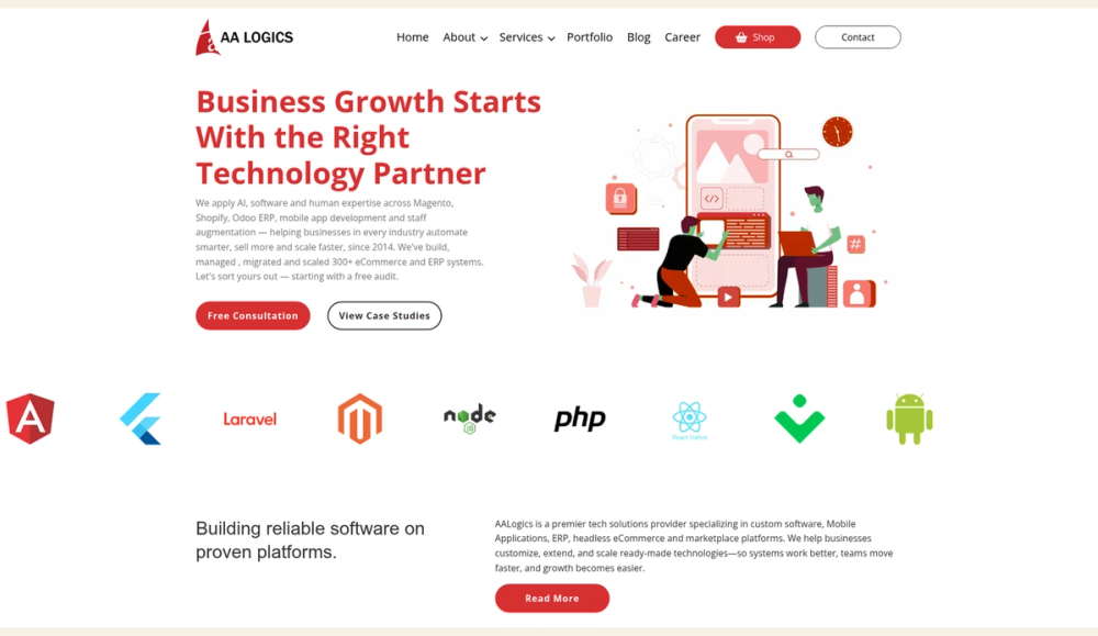 AALogics homepage, August 2026