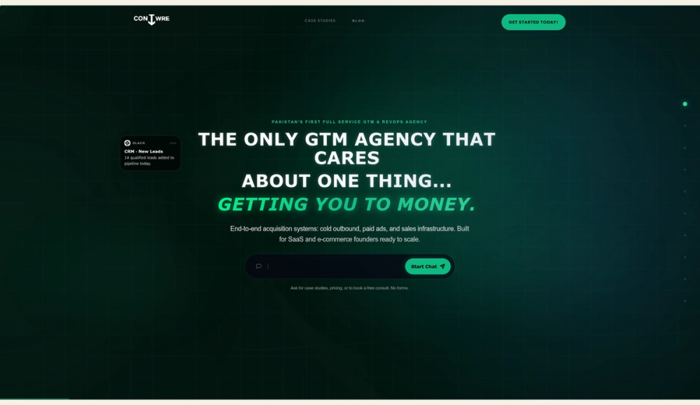 Contwre GTM Solutions homepage, August 2026