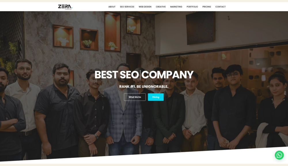 Zera Creative homepage, August 2026