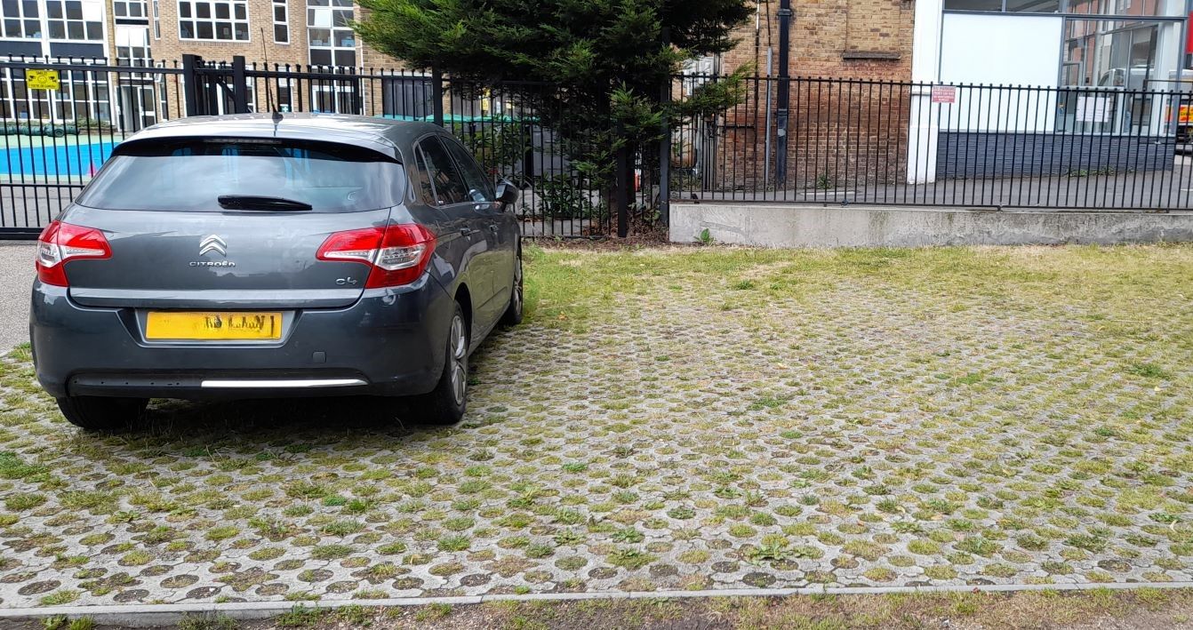 matrix paved car park with car