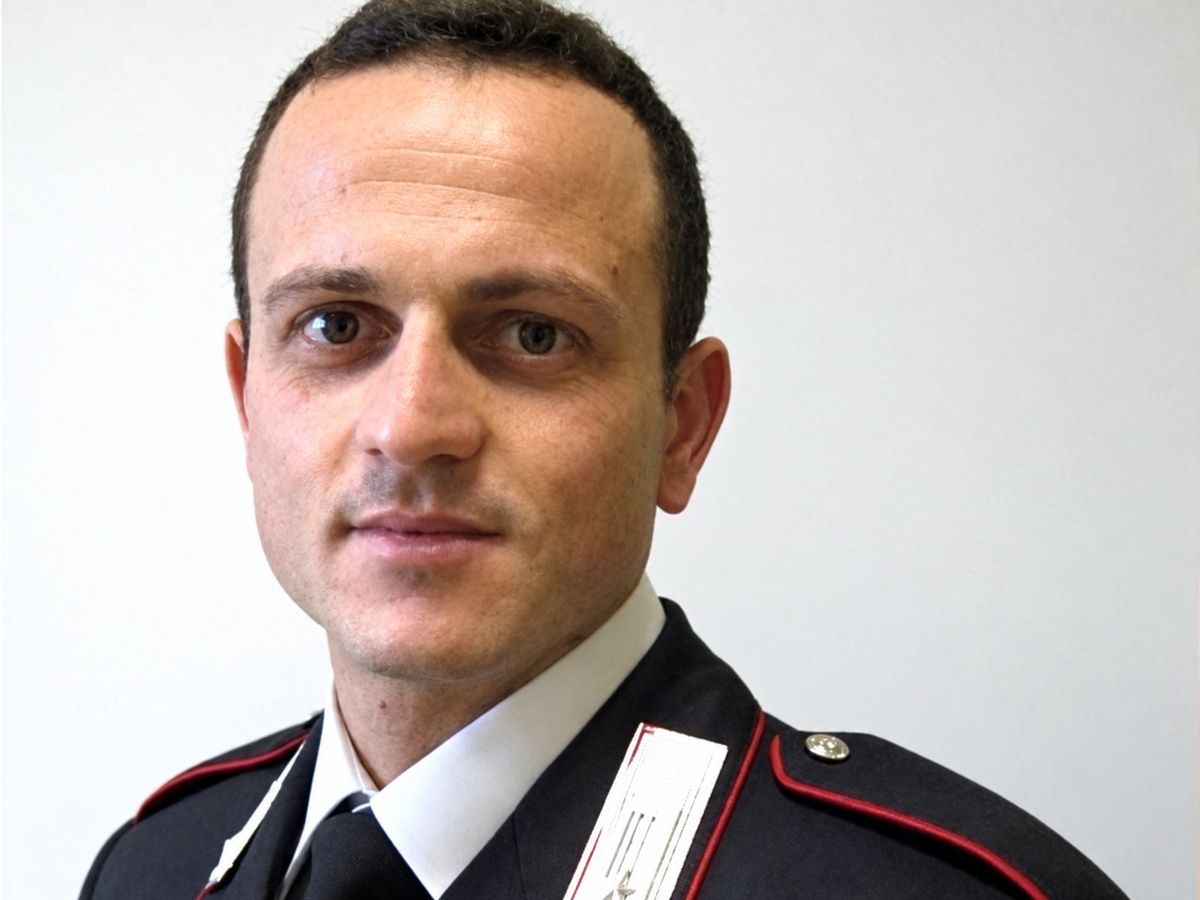 Portrait of Carabiniere Scelto Vittorio Iacovacci in uniform.