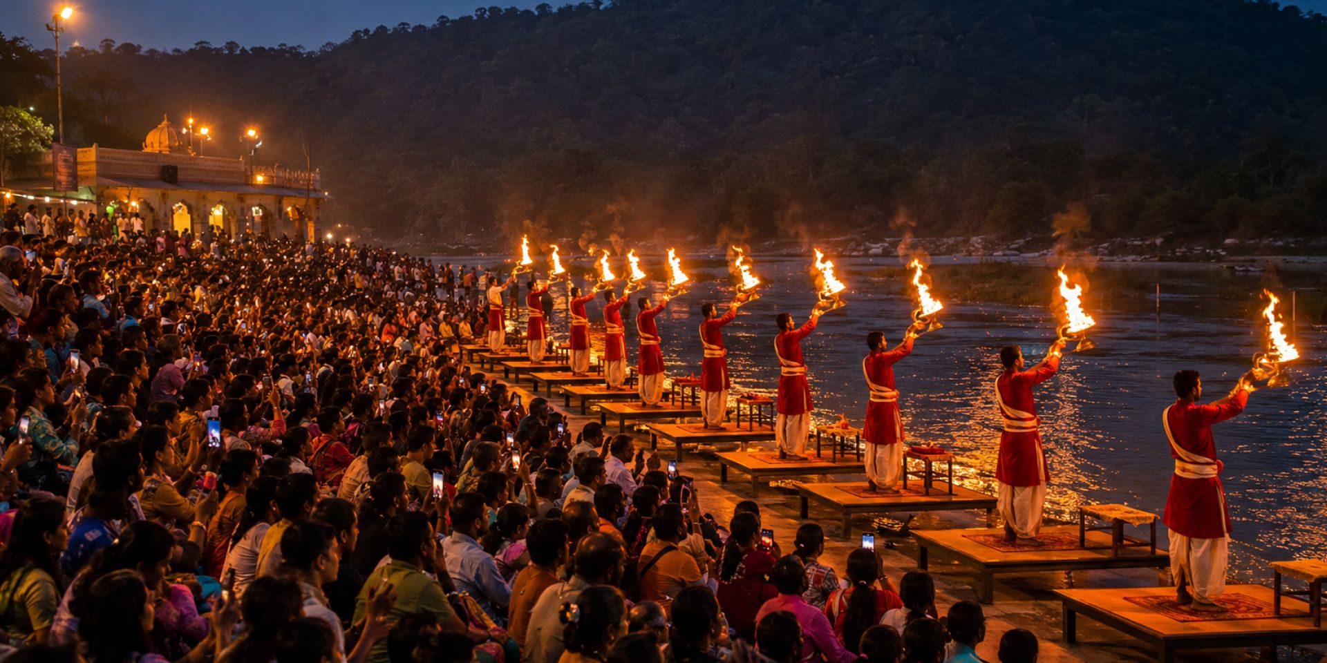 Thrilling white-water rafting boat conquering Ganges river rapids in Rishikesh