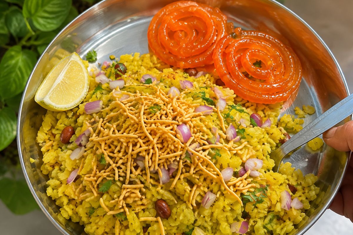 Ujjain Poha-Jalebi with Ratlami Sev