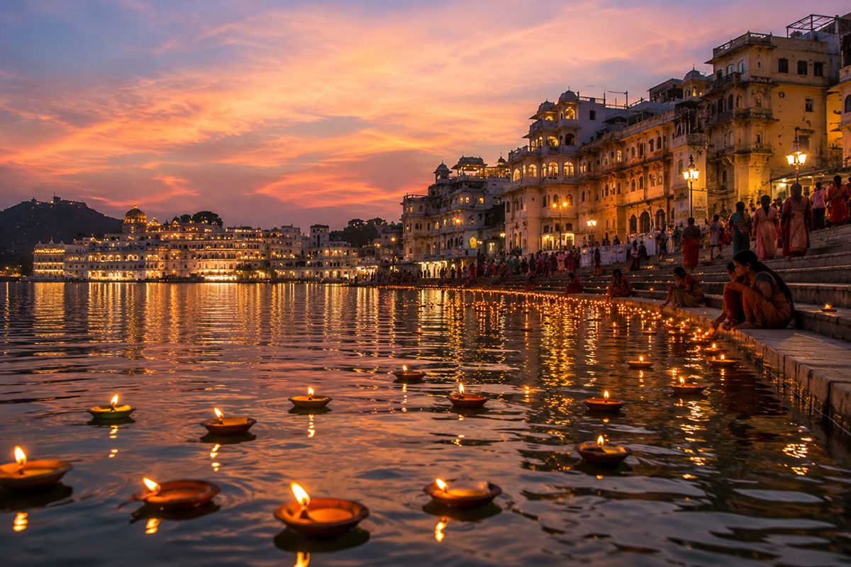 Gangaur Ghat at Lamp-Floating Hour