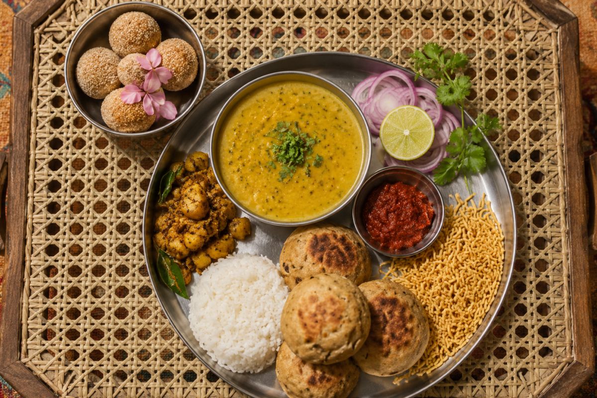 Malwa Dal Bafla & Ladoo Thali
