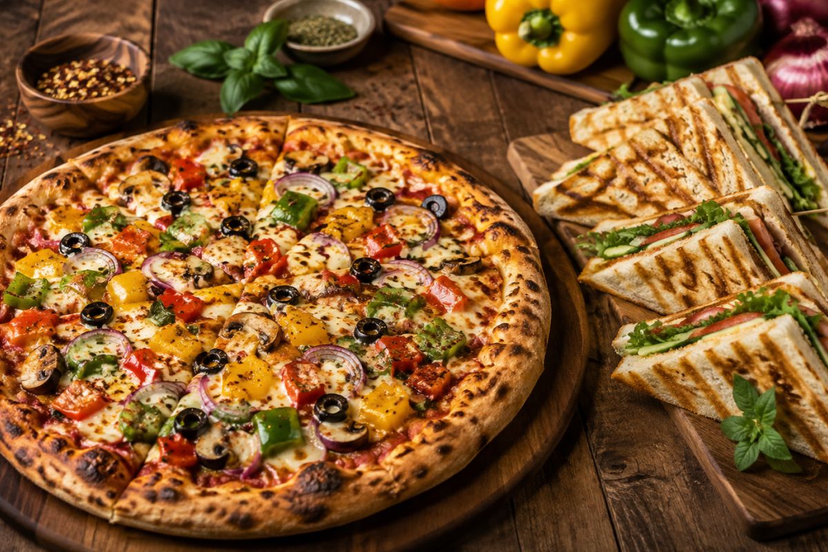 Wood-Fired Veg Pizza & Farm Sandwiches