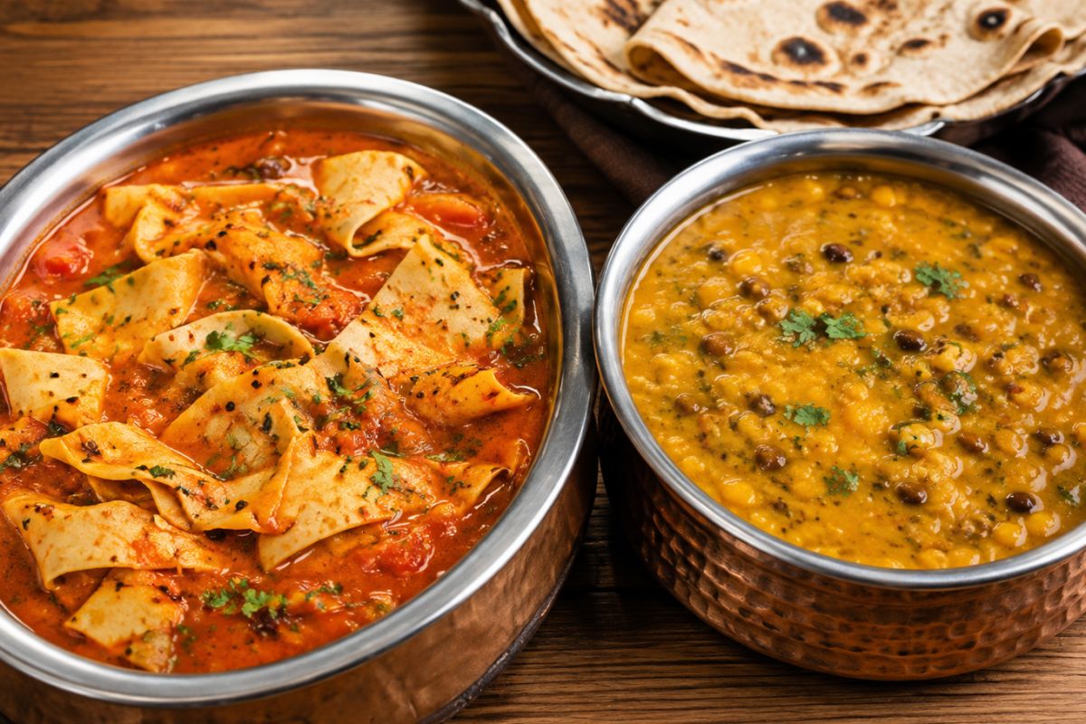 Papad ki Sabzi & Panchmel Dal