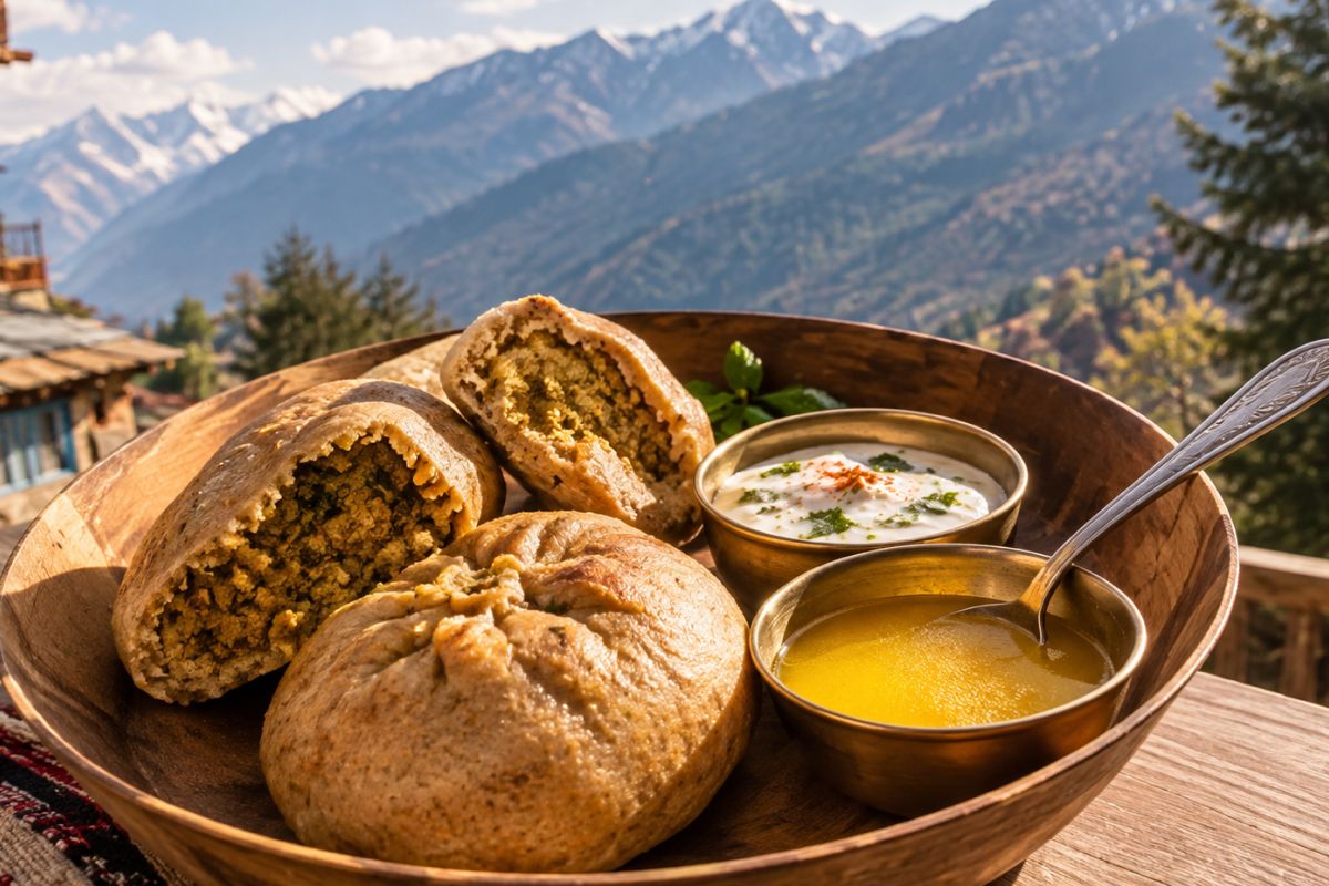 Himachali Siddu with Pure Ghee