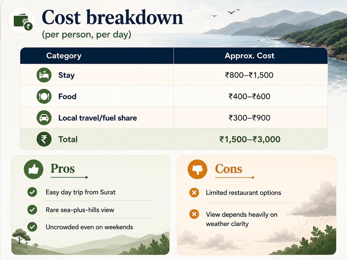 Detailed Wilson Hills trip budget estimate with accommodation, food, transport and travel tips.
