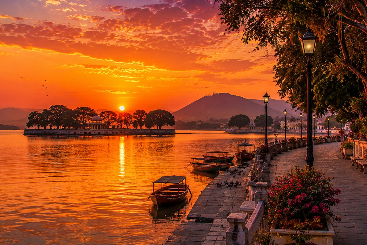 Fateh Sagar Lake - Sunset from the Eastern Shore