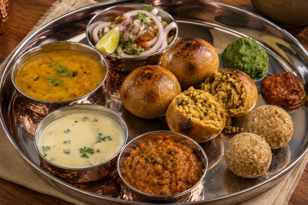 Malwa Dal Bafla & Churma Ladoo Thali