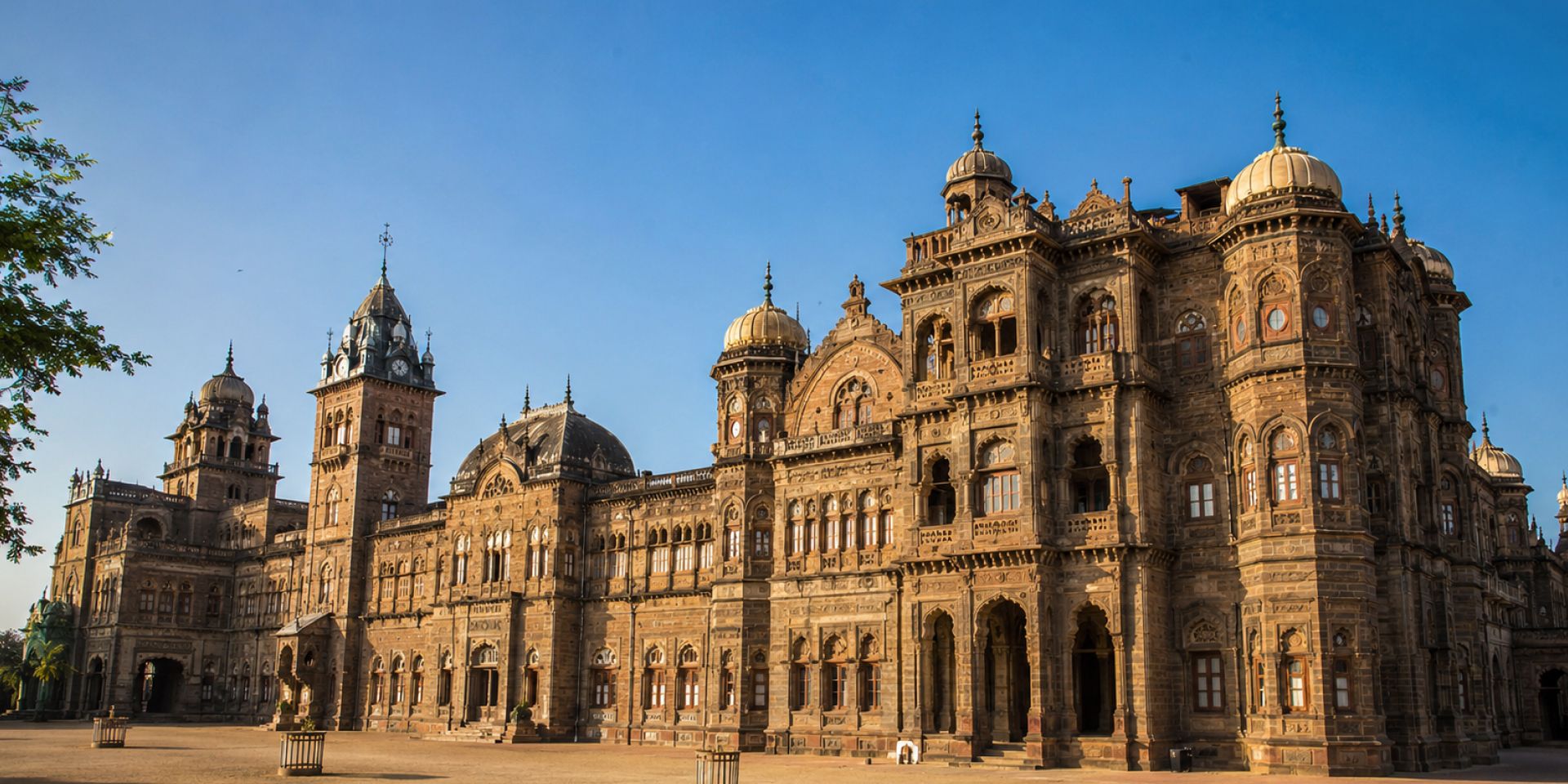 Majestic Rajput-style Vijay Vilas Palace with red sandstone domes overlooking the Arabian Sea near Mandvi