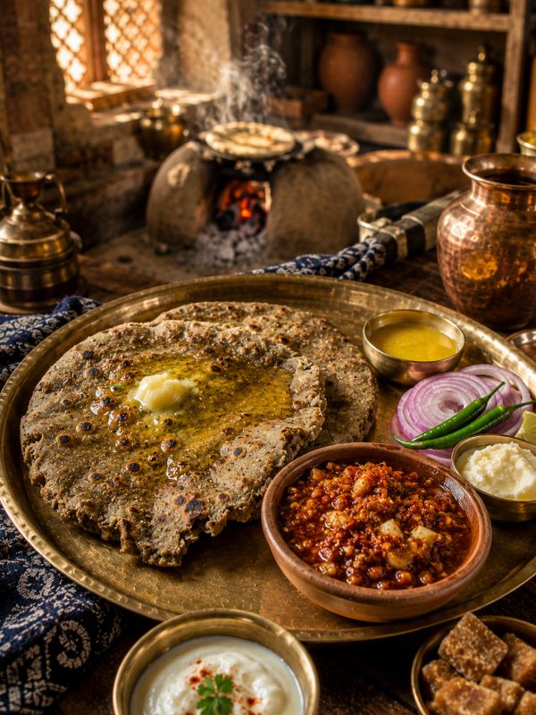Bajra Roti with Lahsun Chutney