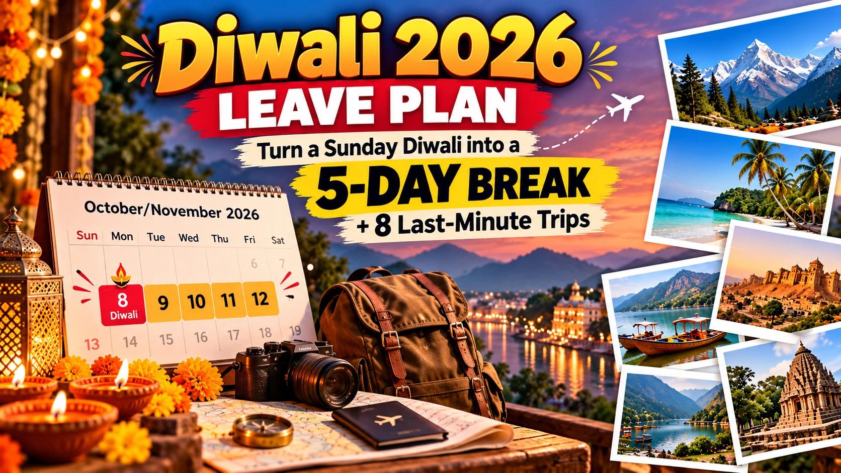 Diwali 2026 Leave Plan: Turn a Sunday Diwali into a 5-Day Break + 8 Last-Minute Trips