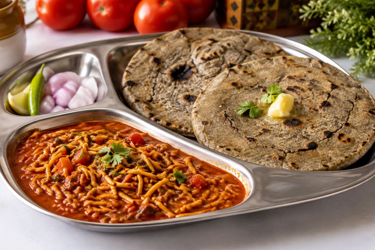 Kathiyawadi Sev Tameta & Bajra Rotla