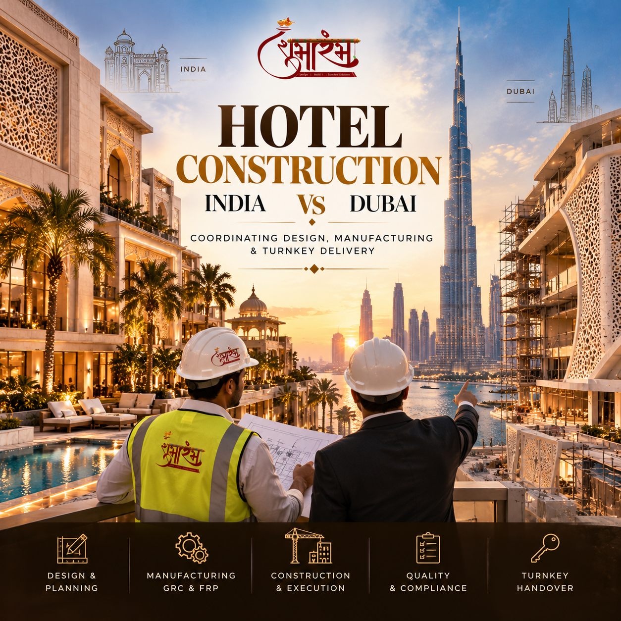 Hotel Construction in India vs Dubai: Coordinating Design, Manufacturing and Turnkey Delivery