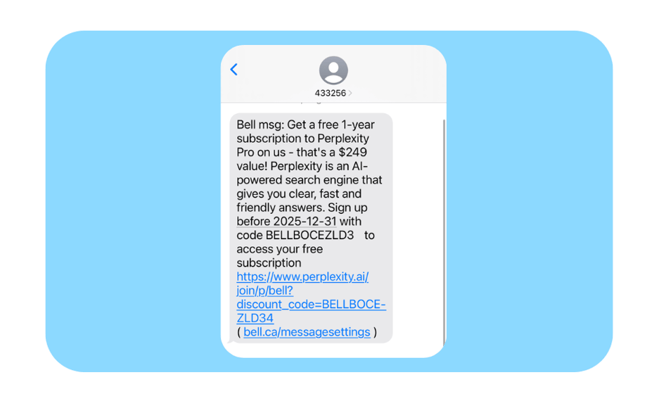 Bell SMS Offer