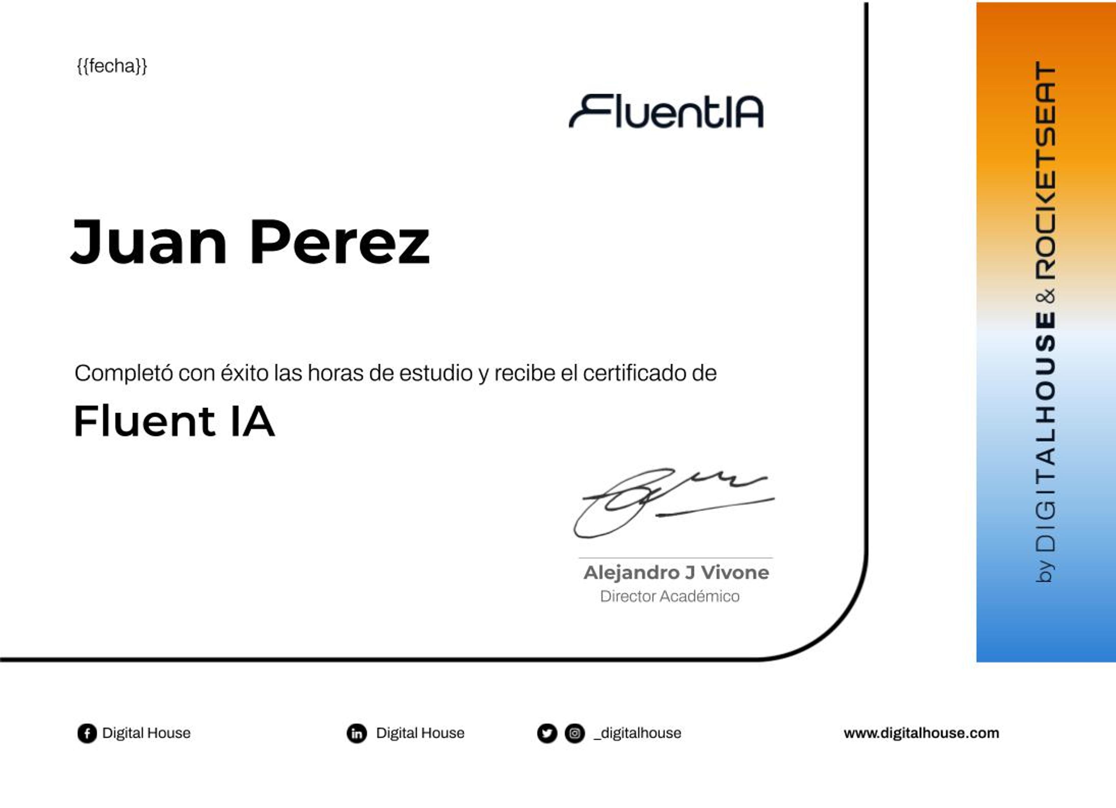 Modelo de certificado FluentIA