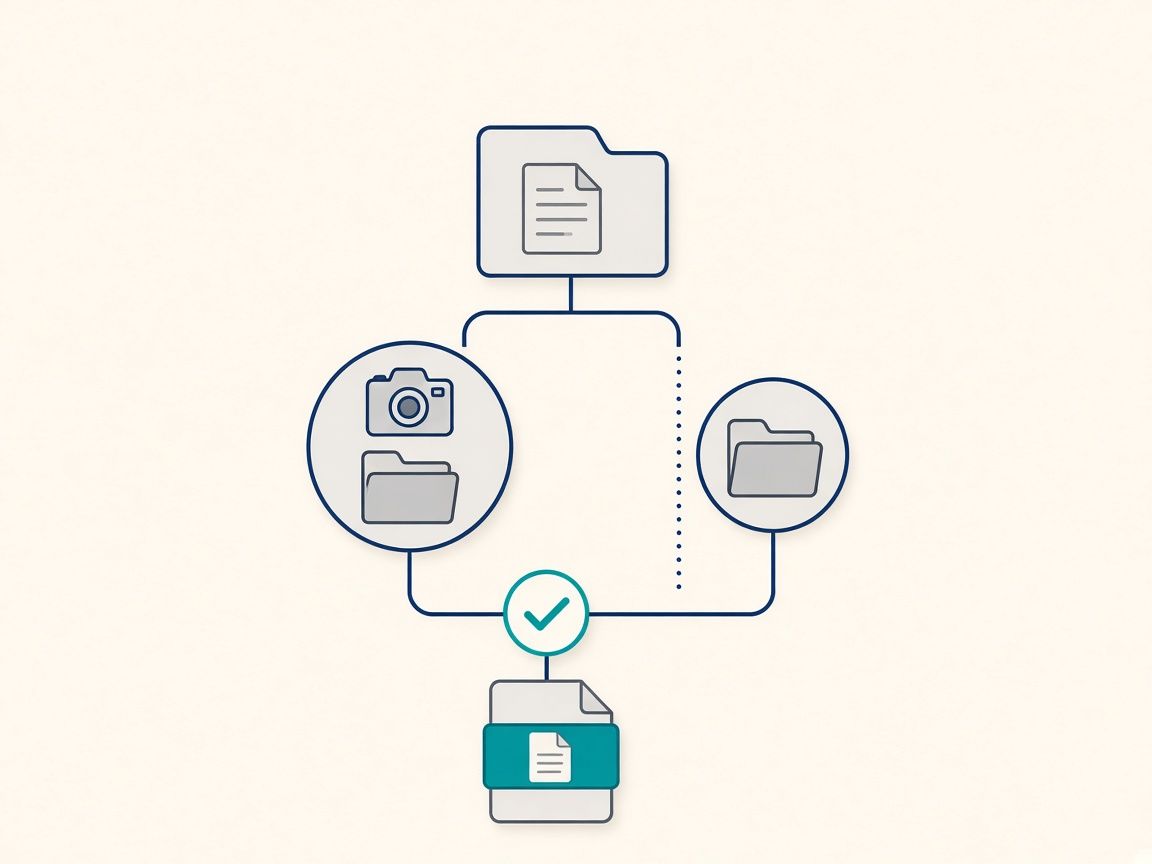 Diagram of one product photography job splitting into an in-house path and a partner-studio path that reconverge at a single approved delivery