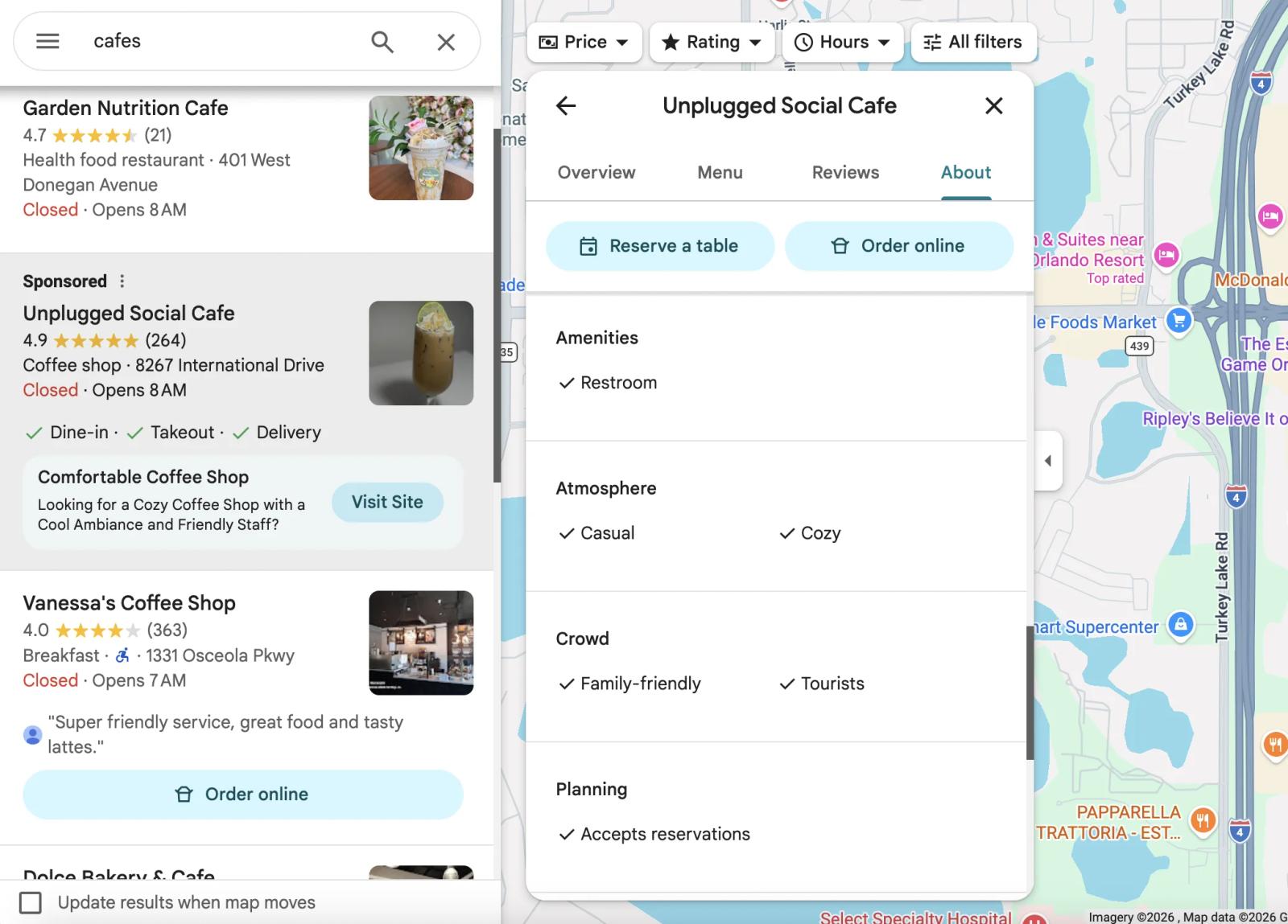 How people actually scan a cafe listing