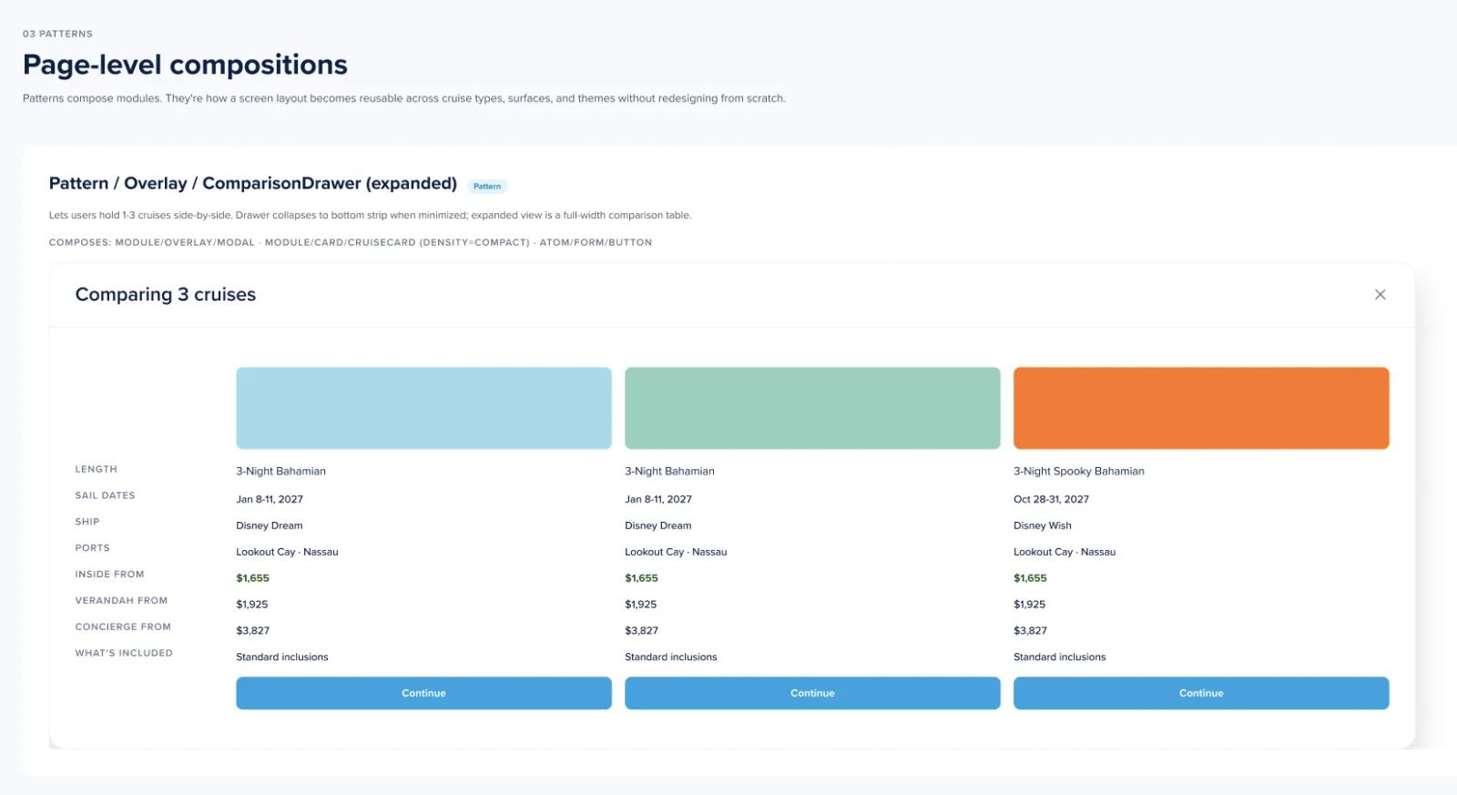 Page-level patterns built from modules