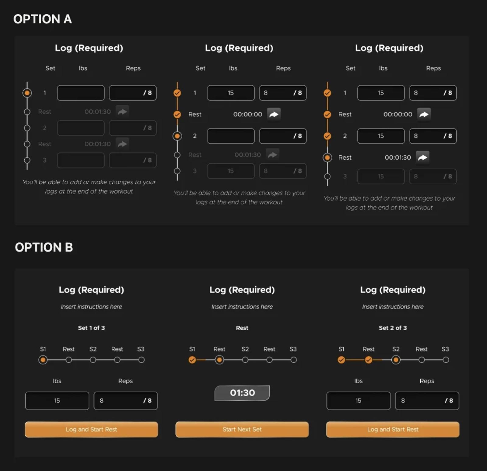 Weight-logging test, option A
