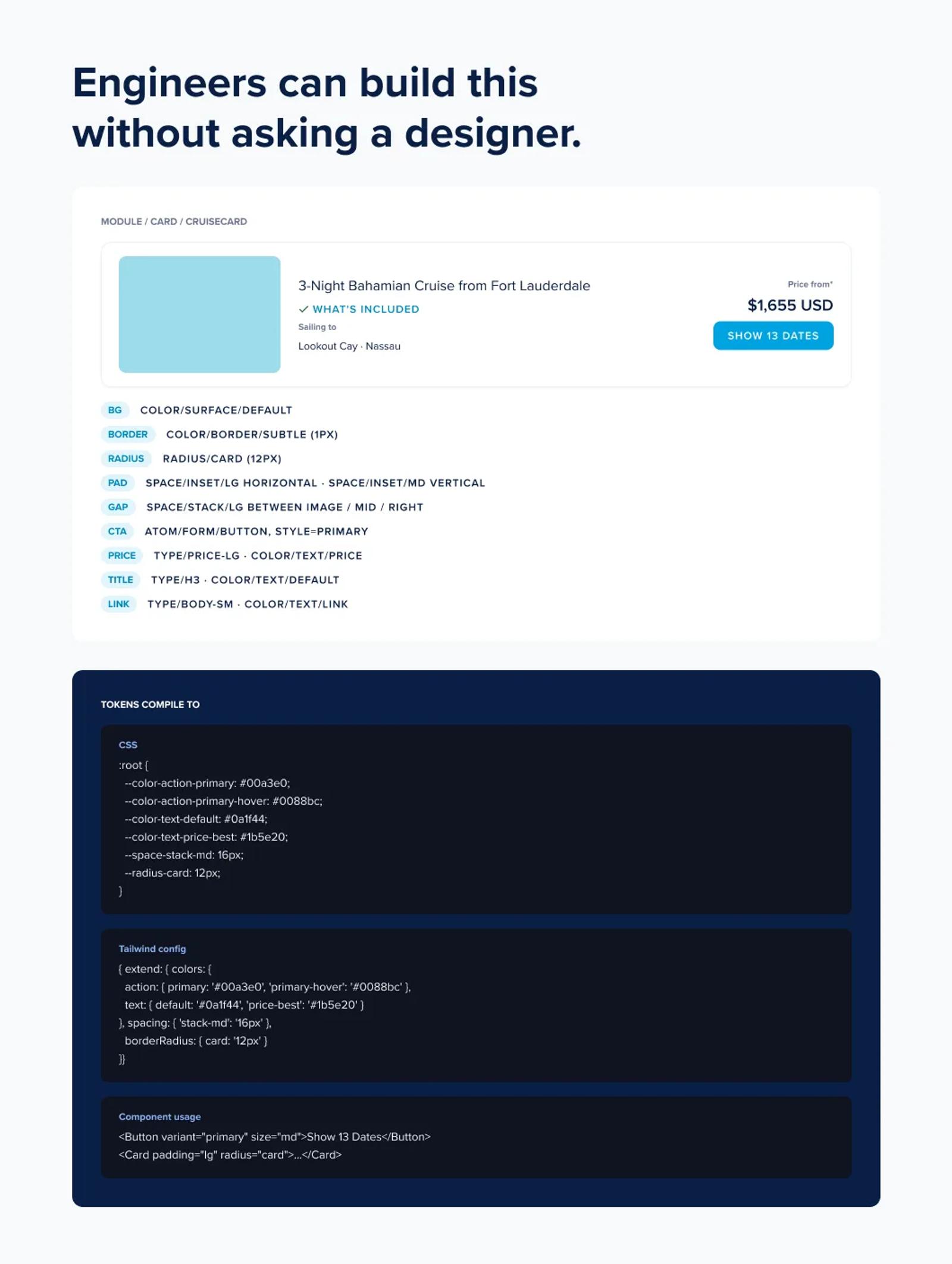 Annotated token specs for handoff