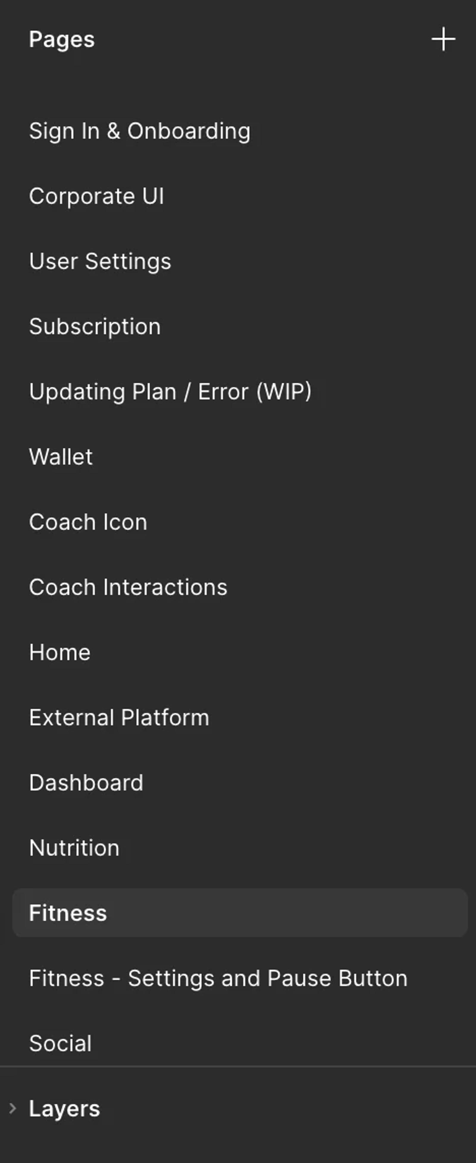 Screens grouped by feature