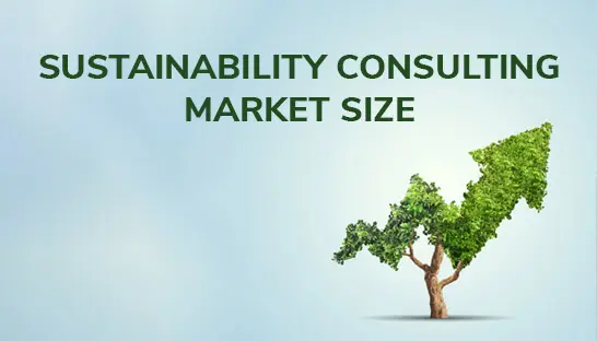 Sustainability consulting market size: a tree shaped like a rising arrow