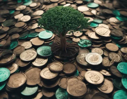 Illustration of a tree growing among coins
