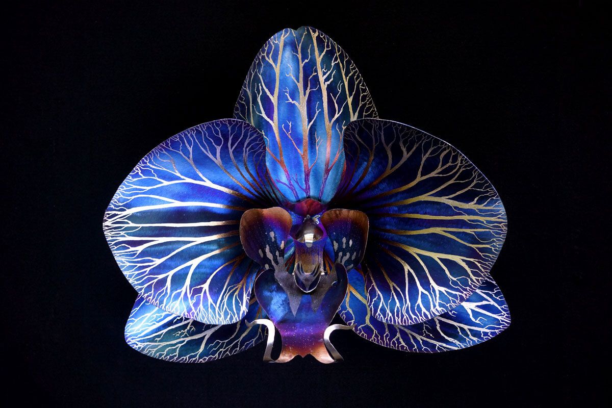 Blue Orchid Metal Sculpture | 24