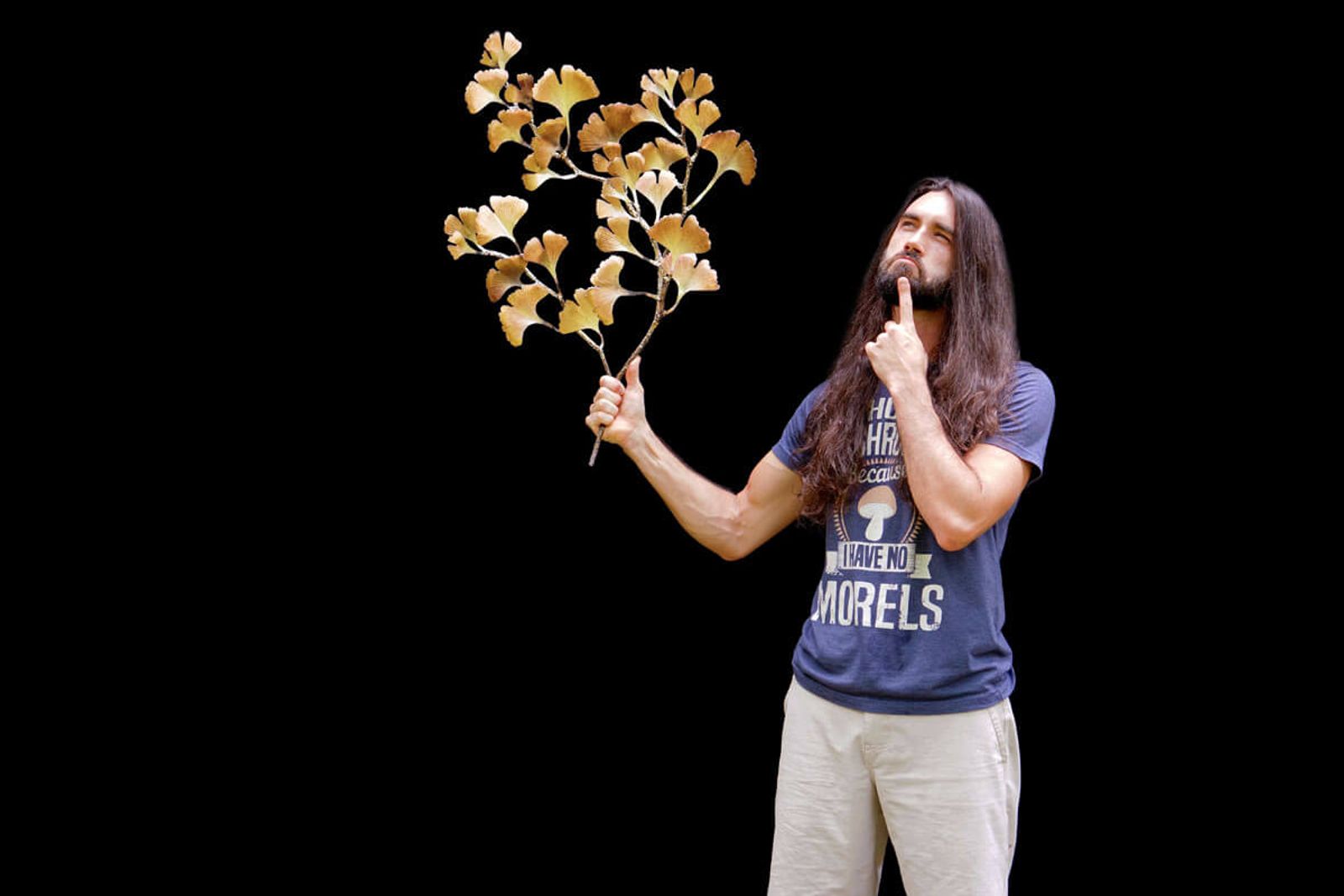 Artist Aiden Dale with his Ginkgo Biloba branch sculpture... it really makes you think huh?