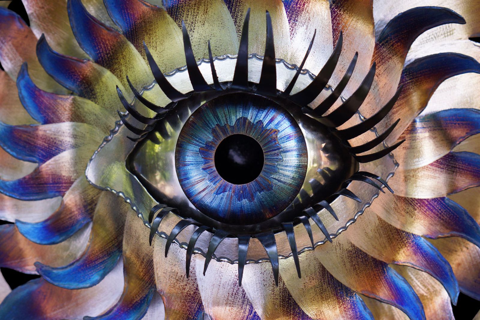 Eye see you... close up of flowering eye sculpture